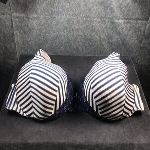 Cacique Navy and White Striped Lightly Lined Full Coverage Bra 46DD RN118641